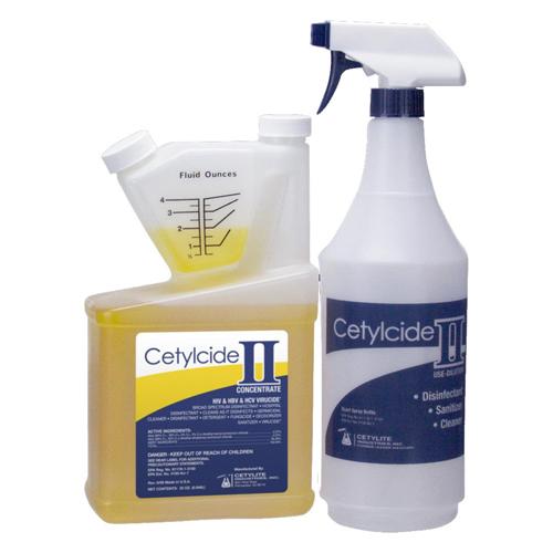 Cetylcide-II Hard Surface Disinfectant - 32 oz concentrate with Quart Spray Bottle